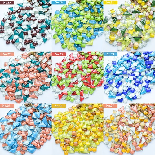 200g Couleur Teinté Acrylique Verre Mosaïque Vitrifiée Mini Vrac Tuile DIY Tissu - Afbeelding 32 van 79
