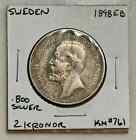 1898 Eb Sweden 2 Kronor Silver Coin - Km#761