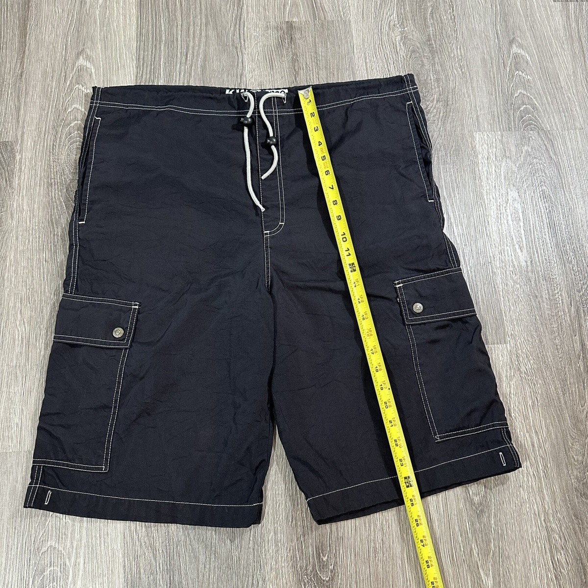 【KOOLOSET】Washed Diagonal Cargo Bermuda Banding Pants POHADON Women's Casual Loose Fit Multi-Pockets Twill Bermuda