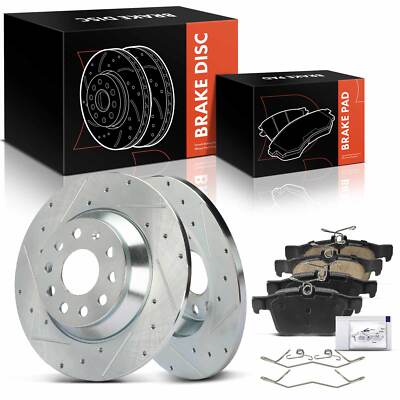 6x Rear Drilled Brake Rotor & Ceramic Brake Pad for VW Golf Jetta Tiguan Audi Q3