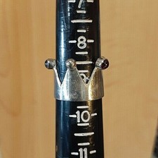 Sterling Silver Crown Ring size 9.5 VINTAGE 3 Stone Crown .925 King Queen 1990's