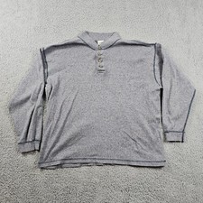 Vintage LL Bean Shirt Mens Large Gray Henley Hike Camp USA Made OAW66 VTG