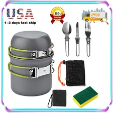 8x Portable Cooking Backpacking Kit, 8Pcs Pot Pan Set with Mesh Bag for Outdoor