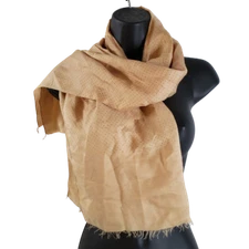 Women's Scarf Beige Dotted Fringe Shawl 22x50" Rectangle Wrap