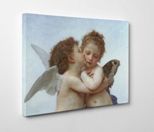 BOUGUEREAU AMORE E PSYCHE CAPEZZALE ANGELI QUADRO PUTTI POSTER STAMPA SU TELA