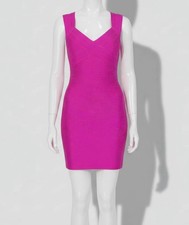 Siena Women's Pink Sleeveless V-Neck Foiled Bandage Knit Bodycon Dress Size 8