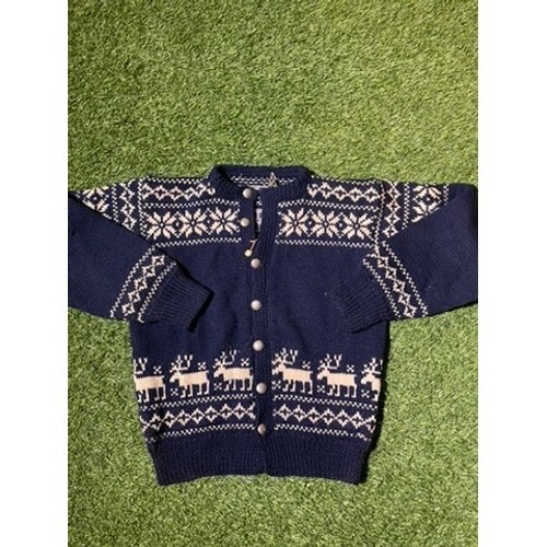 Vintage handmade Reindeer Nordic Cardigan Sweater Snowflake Pattern Button Up - Picture 4 of 12