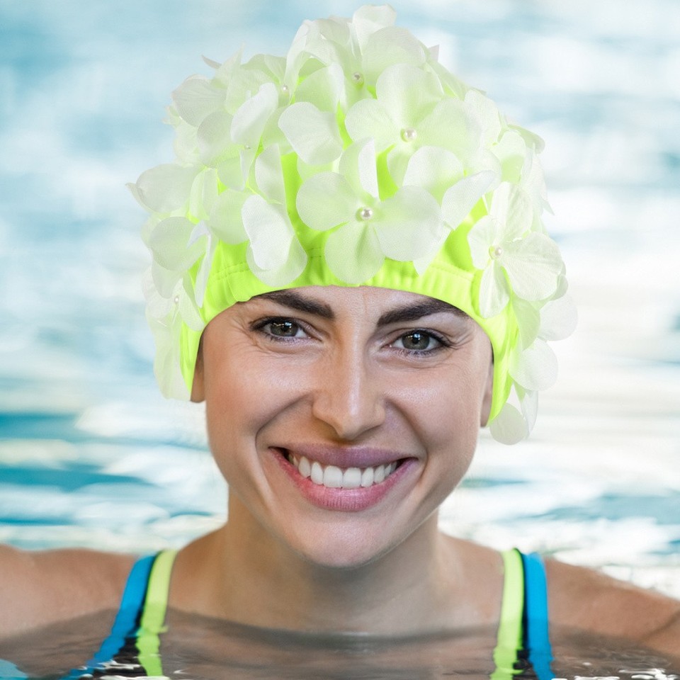 Swimming Cap Floral Swimming Cap Elastic Swim Hat with Petal Swimming — free download