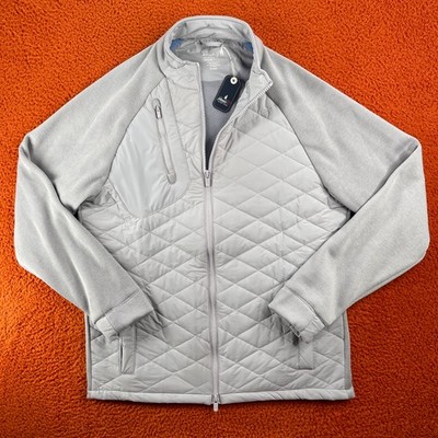 JOHNNIE-O Men MEDIUM Weller Lightweight Performance Fleece Jacket Seal Grey $298
