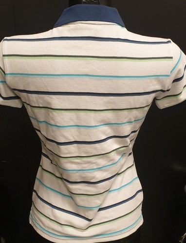 ROBE DI KAPPA POLO PIQUET S/S DONNA FONDO BIANCO A RIGHE 5 BOTTONI LOGO BLU - Foto 4 di 4