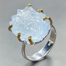 Handmade 14 ct Natural Aquamarine Ring 925 Sterling Silver Size 9 /R449584