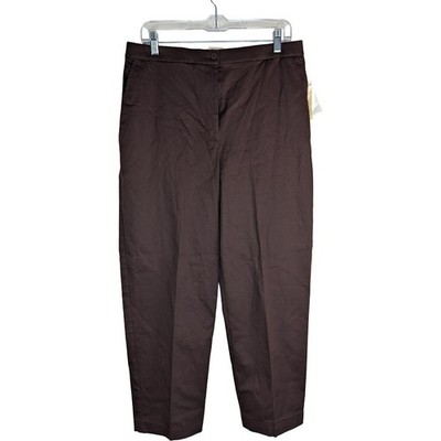 Bechamel Trousers Womens 14 Brown Cotton Spandex Relaxed Straight Leg NWT