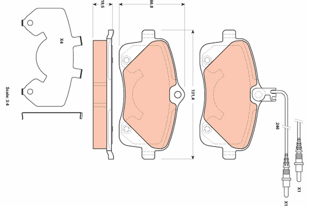 Front TRW-OE GDB1895 Brake Pad Set, disc brake for PEUGEOT
