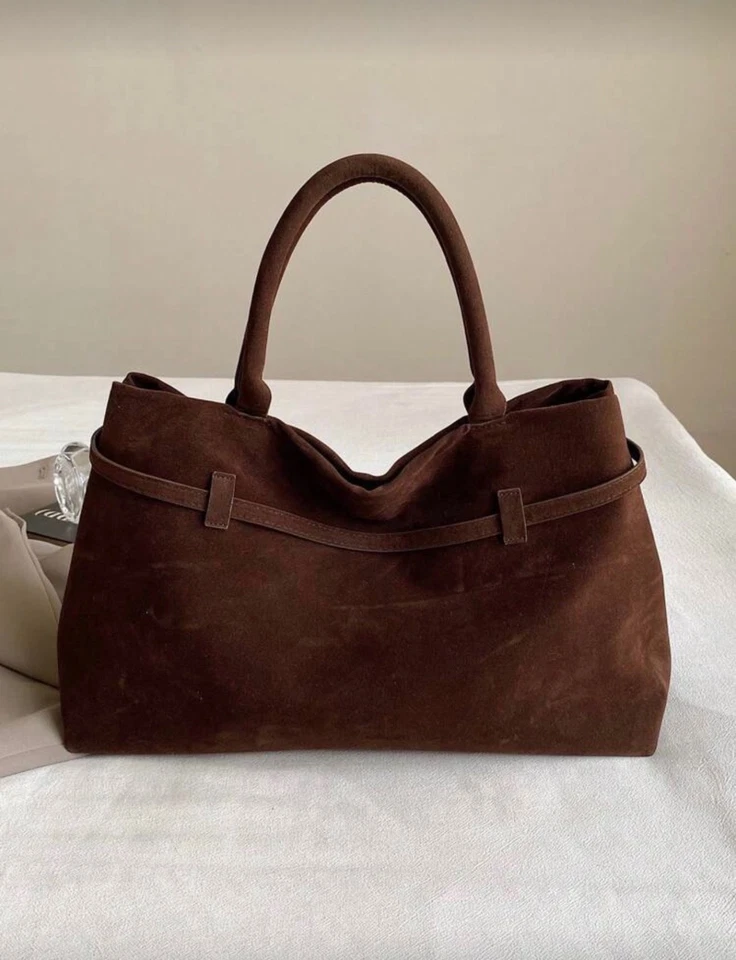 Bolso de Mano Hobo de Gamuza Marrón Cartera Slouchy Diseñador Lujo Otoño 2025 Moda Nuevo Foto 4 de 4
