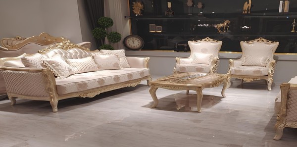 Sofa Sessel Sofas Sofagarnitur 3+1+1 Sitzer Garnitur Luxus Barock Wohnzimmer Neu-image