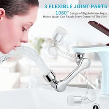 Extension Rotate Robotic Faucet Extender Arm Tap Universal 1080 Swivel Spray US