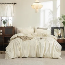 Cream White Cotton Comforter Cover with Zipper Closure Twin Queen and other size