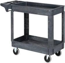Heavy Duty Gray Service Utility Cart Rolling 2-Tier Mobile Storage Organizer NEW