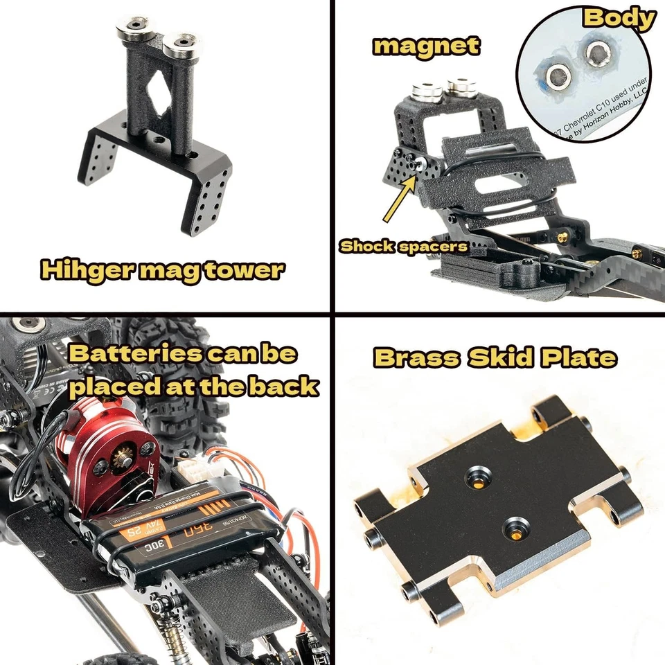 RampCrab Carbon Fiber Chassis Kit for SCX24, 7° 3 x 0.2 x 3 inches, black - Image 3 of 4