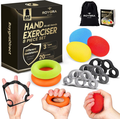 Grip Strength Trainer (8 Pack), Forearm Strengthener, Stress Balls for Adults, H