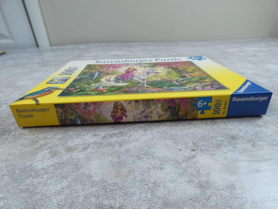 Ravensburg Puzzle 100 Piece Colorful Floral Unicorn Fairy Forest Animal Complete - Image 2 of 4