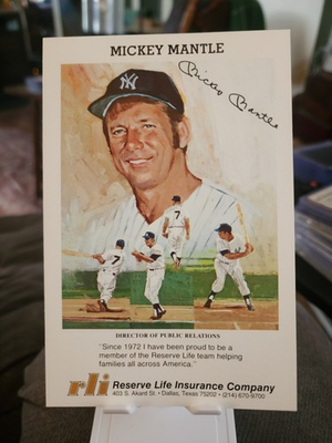 #ad 1973 Mickey Mantle Reserve Life Insurance Co. JUMBO Promo RARE Oddball 4x6 NM MT $16.50
