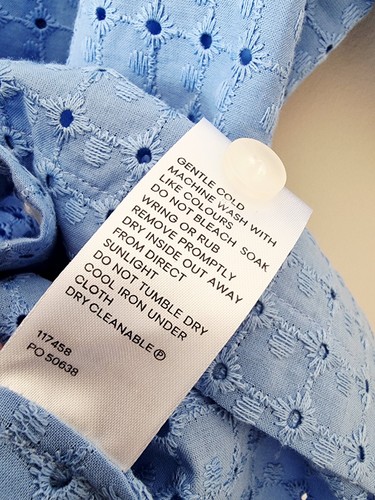 SPORTSCRAFT Blue Cotton Broderie Short Sleeve Shirt SIZE 14 blouse top - Foto 5 di 6