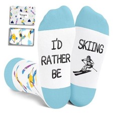 Crazy Socks for Kids - Dance Recital Gifts for Id Rather Be Skiing 10-12 Years