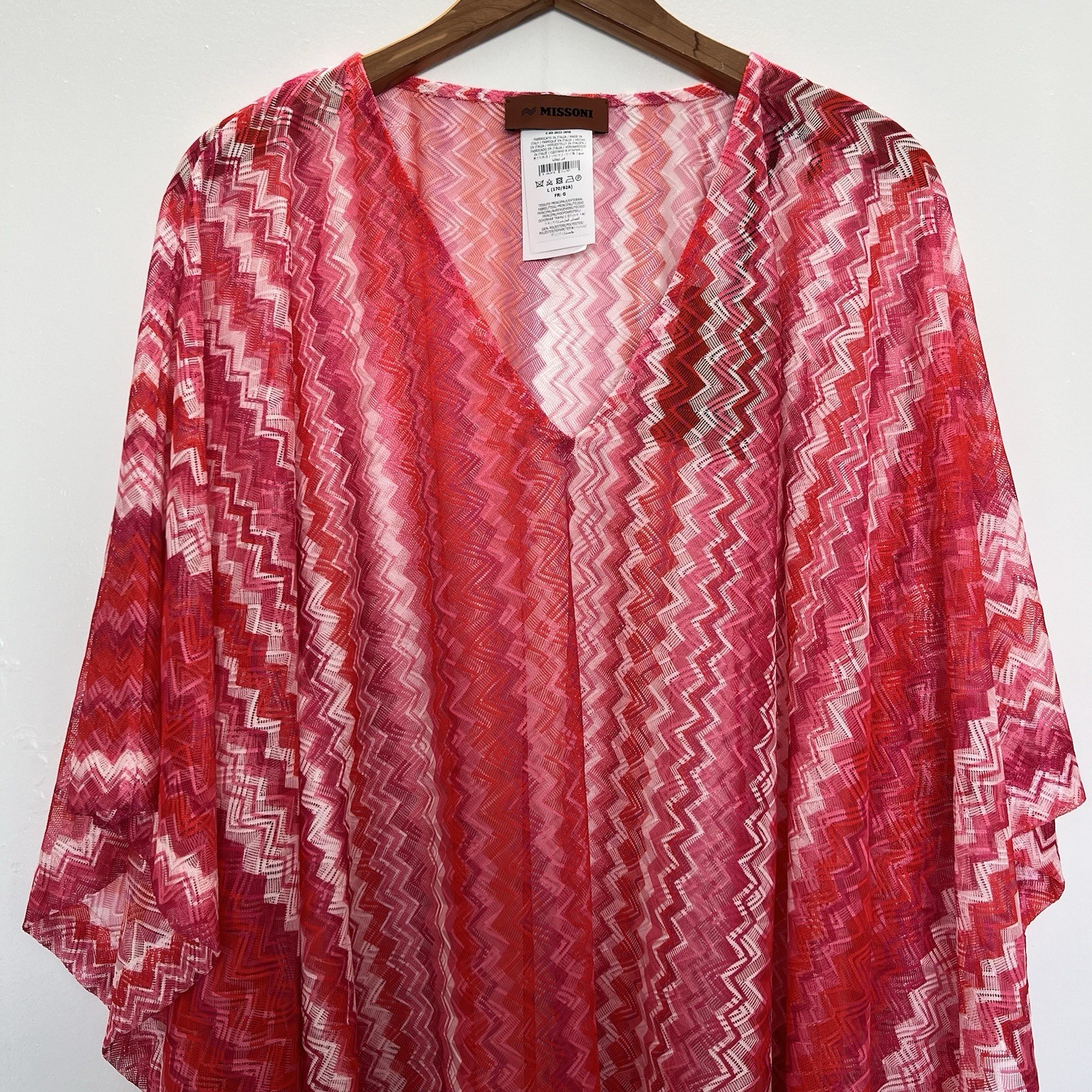 NWT Missoni Mare Zigzag Kaftan Cover Up Beach Dress Pink Multicolor Size M $760 image 8
