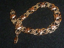 10K SOLID YELLOW & ROSE GOLD ETCHED HEARTS SCROLLED LINK BRACELET- 7 1/8"-3.62 G