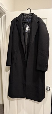 Braveman Men's Black Overcoat Button Closure Solid Size L Regular