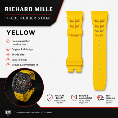 Richard Mille Genuine Rubber  Watch Strap /Band YELLOW RM 11-03L RM 010 RM 011
