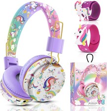 Unicorn Headphones for Girls Kids for School, Kids Bluetooth Headphones with ...