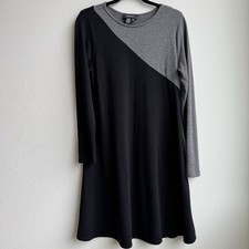 Karen Kane Sweater Dress Women Size Medium Grey Black Boho Long Sleeve Pullover