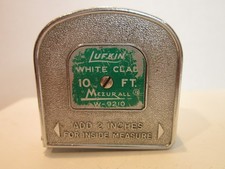 Vtg LUFKIN MEZURALL 'White Clad' 10' Tape Measure W-9210 Made in USA