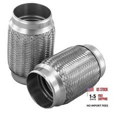 2PCS Exhaust Flex Pipe, 3"x6" Heavy Duty Stainless Steel Double Braid