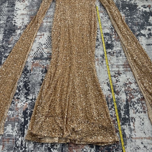 Faeriesty Dress Sweetheart Neck Extra-Long Sleeves Sequin Evening CHAMPAGNE L - Picture 11 of 12