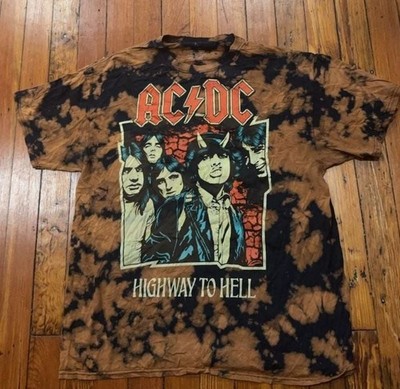 AC/DC Highway To Hell Bleach Wash Graphic T-Shirt Size Large