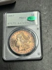 1887 P Morgan Dollar Gem BU PCGS MS64 CAC OGH Rattler Toning Toned Coin (3475)