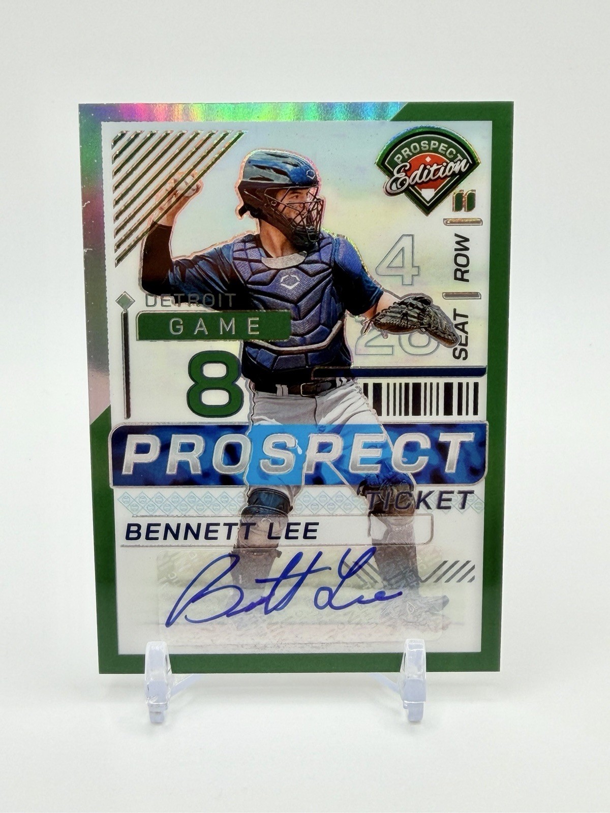 Panini Prospect Edition 2024 Bennett Lee Detroit #52 Green Prizm Rookie Auto