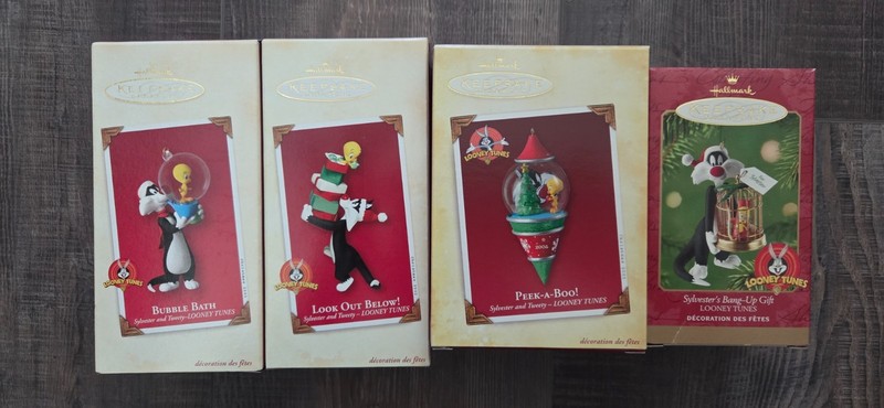 4 NEW Sylvester & Tweety Hallmark Keepsake Christmas Ornament PEEK-A-BOO Bath