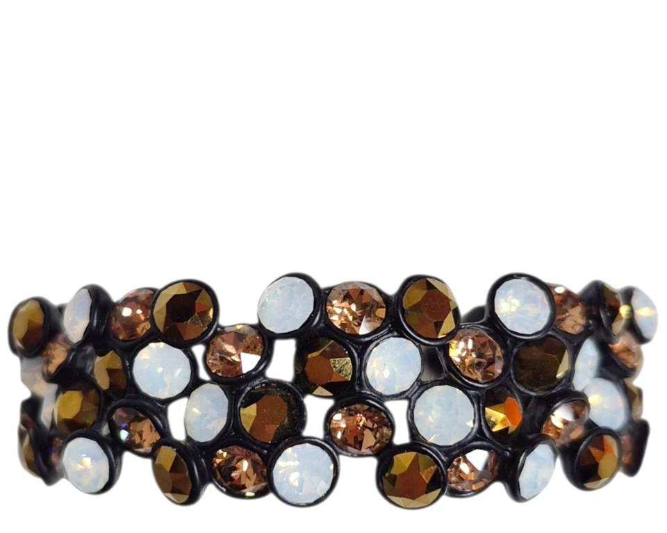 Brazalete J.Crew Cristal Brulee Declaración Negro Bronce Multicolor Firmado Foto 2 de 4