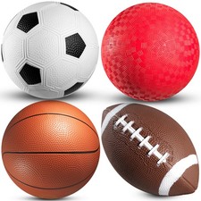 8.5  Sports Balls for Kids  Toddlers - Pack of 4 Rubber Inflatable Multi-S...