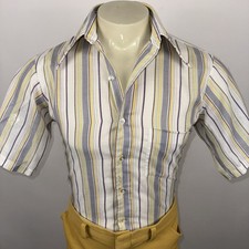 Vtg 60s 70s Arrow Dress Shirt Sanforized Striped Disco MCM Mod Medium Mens 15