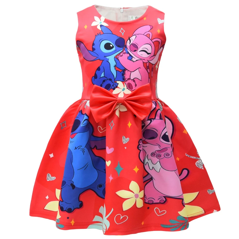 A-line Girl Stitch Skirt Lilo Princess Gown One-piece Sleeveless Dress Kid - Image 3 of 4