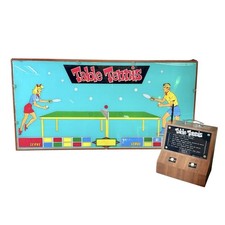 1969 Fun-Tronics Inc Table Tennis Tabletop Game And Sign TESTED  WORKING RARE