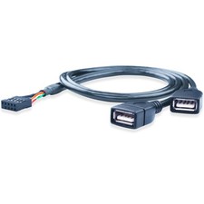 9Pin USB Header to Dual USB 2.0 Female Cable, Internal Motherboard USB 2.0 Sp...