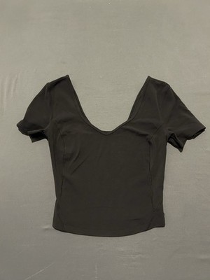 Lululemon Align Shirt Womens Size 0 Black Short Sleeve