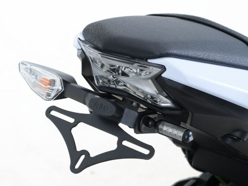Support de plaque R&G RACING noir avec éclairage LED intégré pour Kawasaki Z650