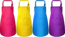 4 Pcs Kids Apron with Pocket Children Adjustable Chef Apron for Cooking